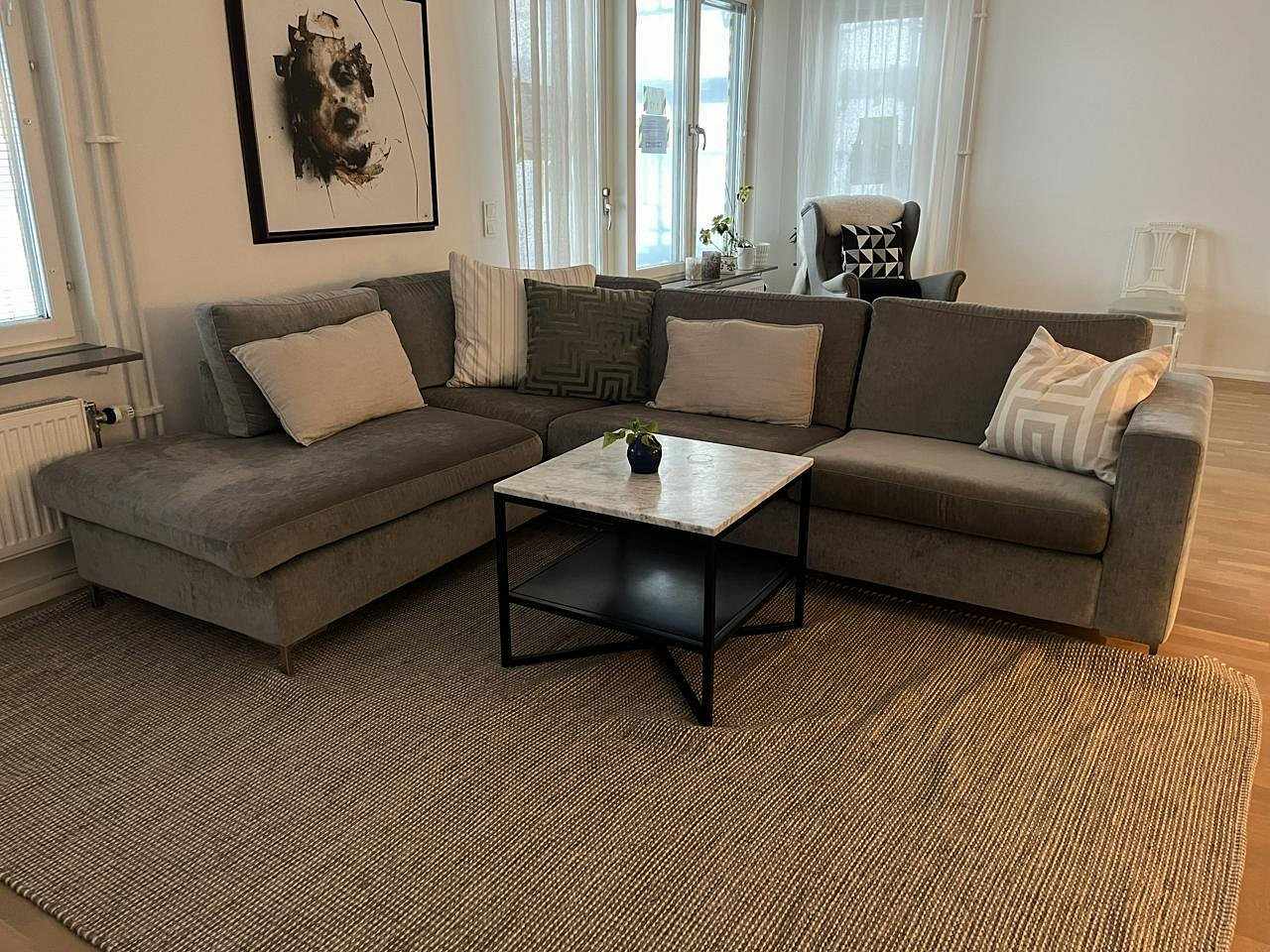 image of matta i ull beige/grå/vit - 
