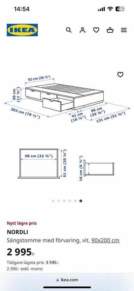 image of Nordli sängstomme 90 cm  - 