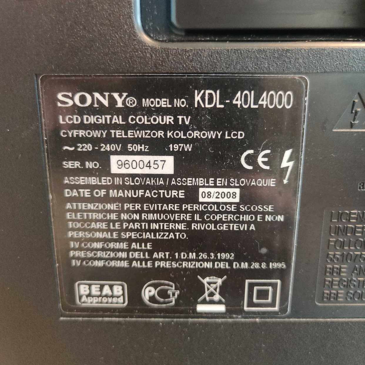 image of Sony Bravia KDL-40L4000 - Solna