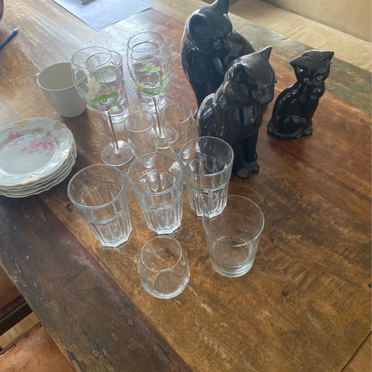 image of Porslin Glas Figur 3 katt - Solna