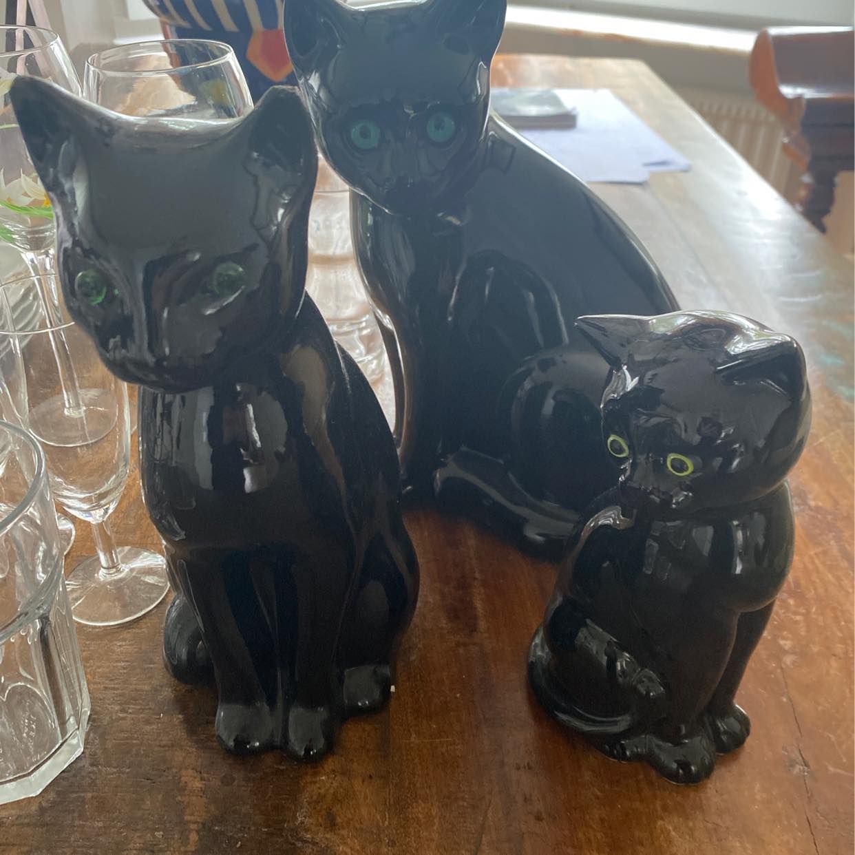 image of Porslin Glas Figur 3 katt - Solna