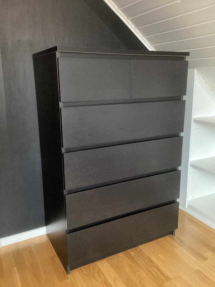 image of Byrå IKEA Malm Svart 6 lå - 