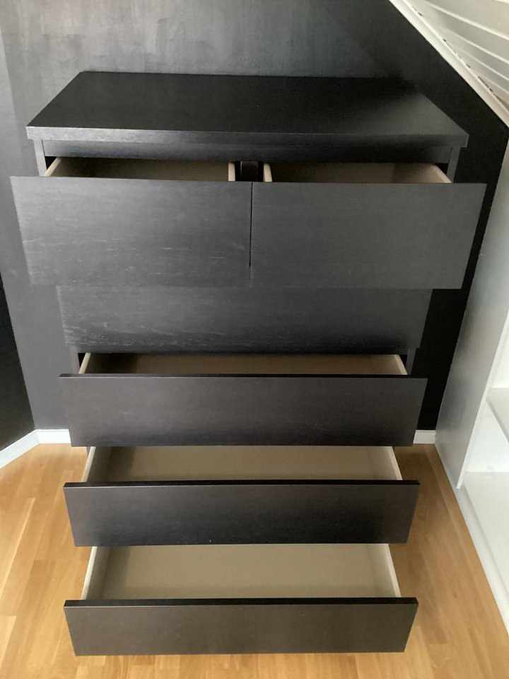image of Byrå IKEA Malm Svart 6 lå - 