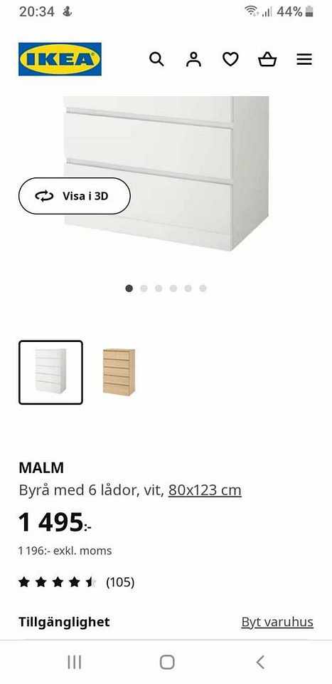 image of Byrå IKEA Malm Svart 6 lå - 