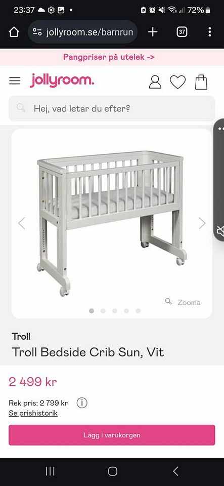 image of Troll Bedside Crib med ma - 