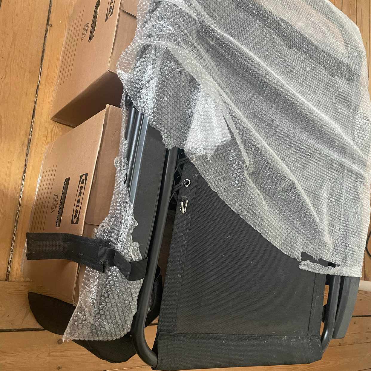 image of 2 IKEA boxes, one chair - 