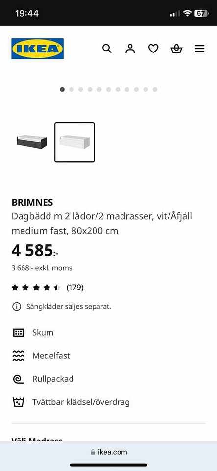 image of Ikea utdragbar säng Brimn - 