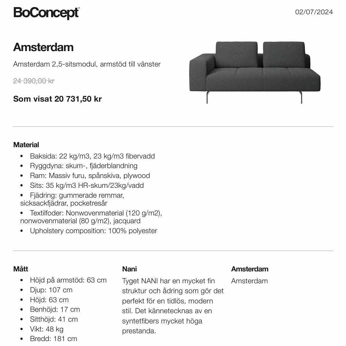 image of Give away-BoConcept Couch - Stockholm