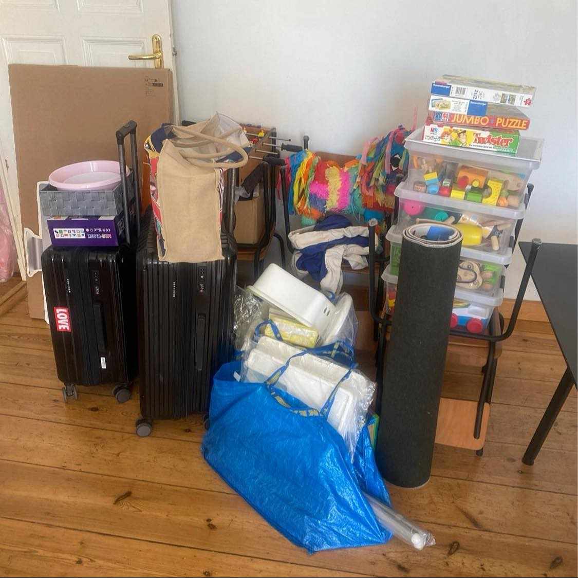 image of Chairs and boxes and bags - 