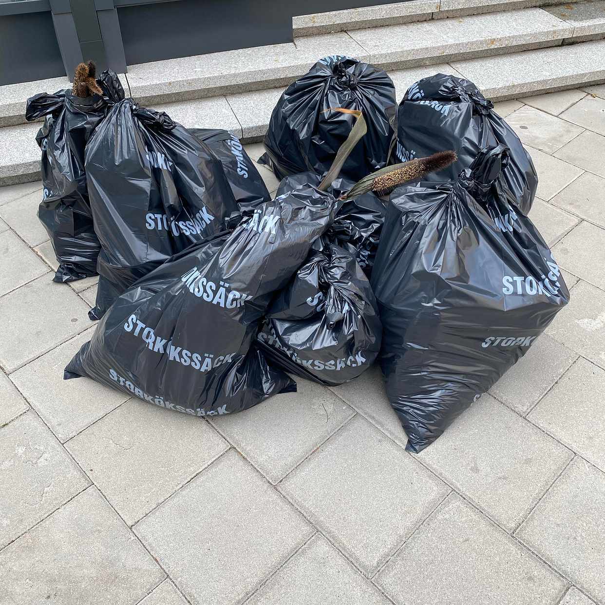 image of Säckar med trädgårdsavfal - Stockholm