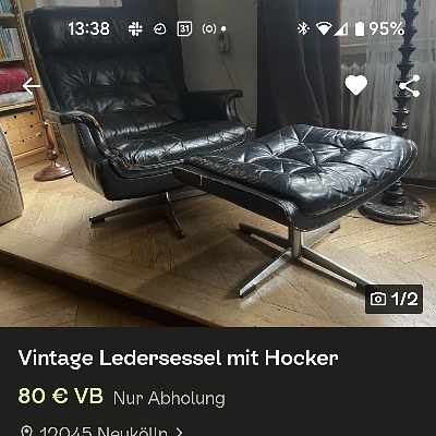 image of Ledersessel mit Hocker  - 