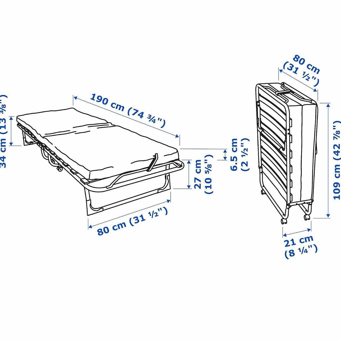 image of Ikea Roll Away Bed - Stockholm