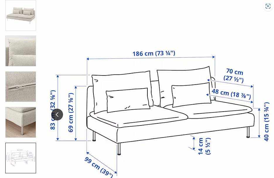 image of Tre sits Soffa - Ikea Söd - 