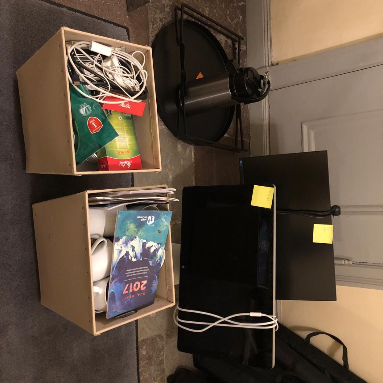 image of 2 screens, 2 small boxes - 