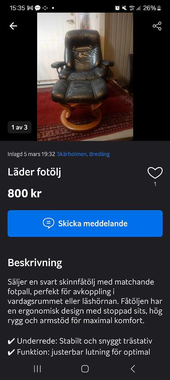 image of Läderfotölj med pall - 
