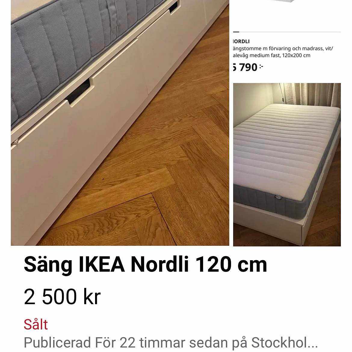 image of 1 säng Nordli Ikea 120 cm - 