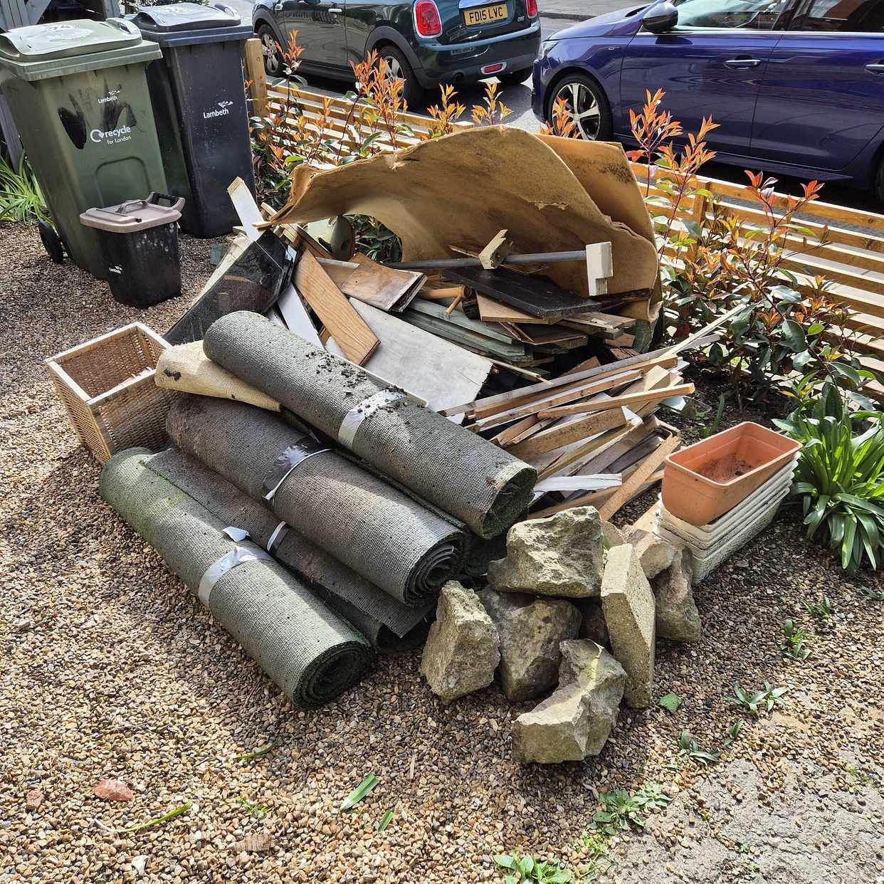 image of Wood, fake grass and bits - London