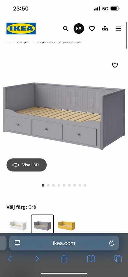 image of hemnes dagbädd grå - 