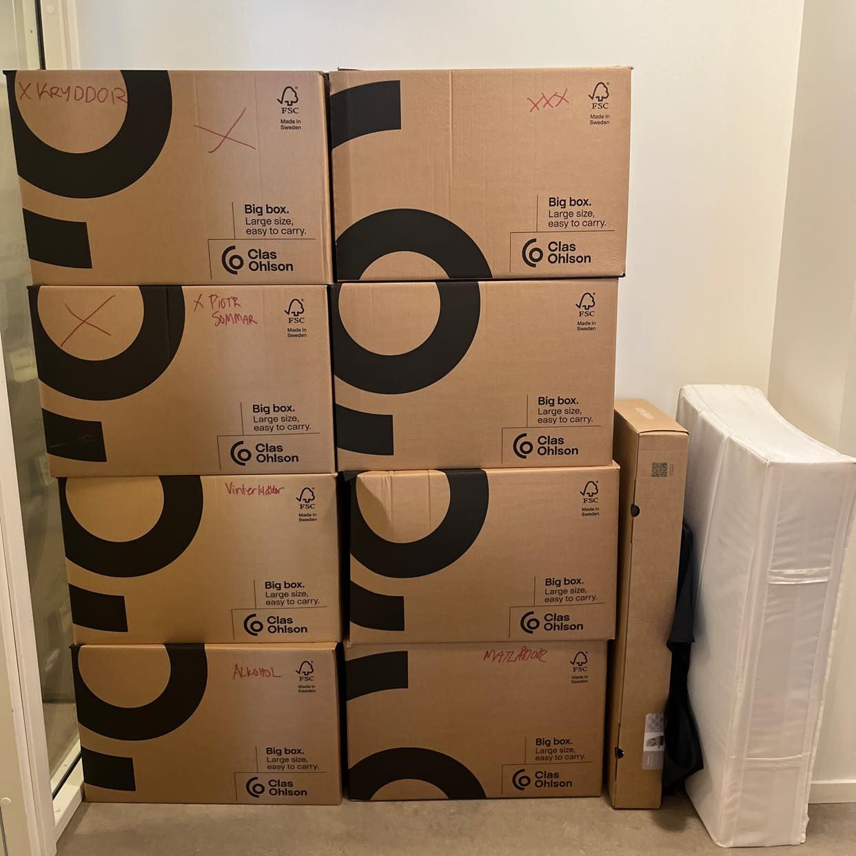 image of 9 boxes, baby crib, other - 