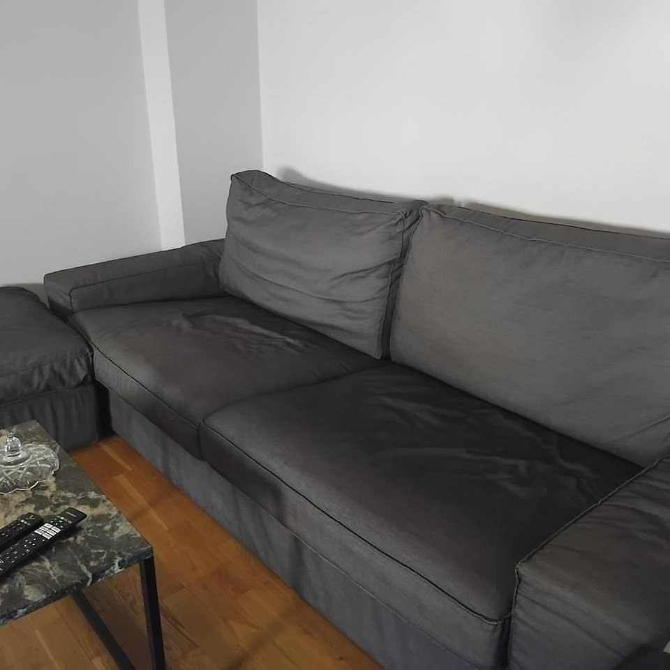 image of tyg soffa med fot pall me - 