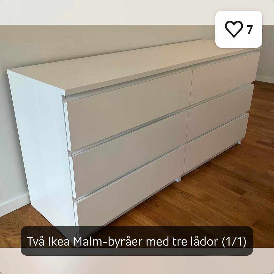 Två Ikea Malm Byrå